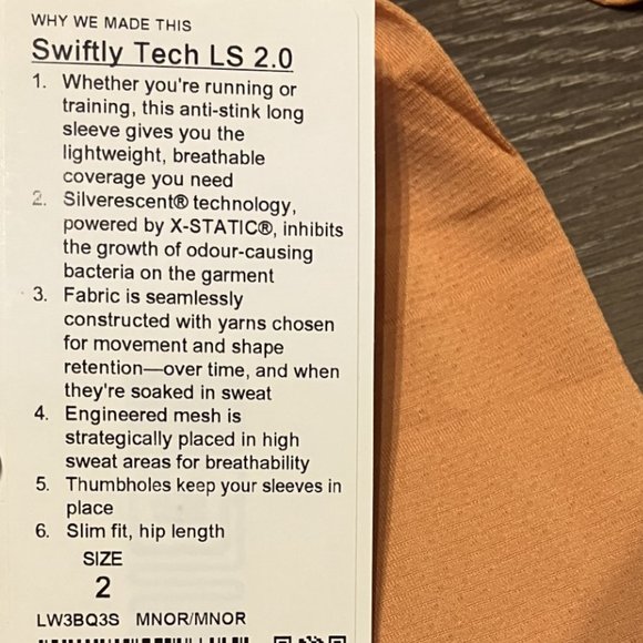 Lululemon Monarch Orange 2020 Release Swiftly Tech Long Sleeve 2.0 - NWT - Picture 4 of 7